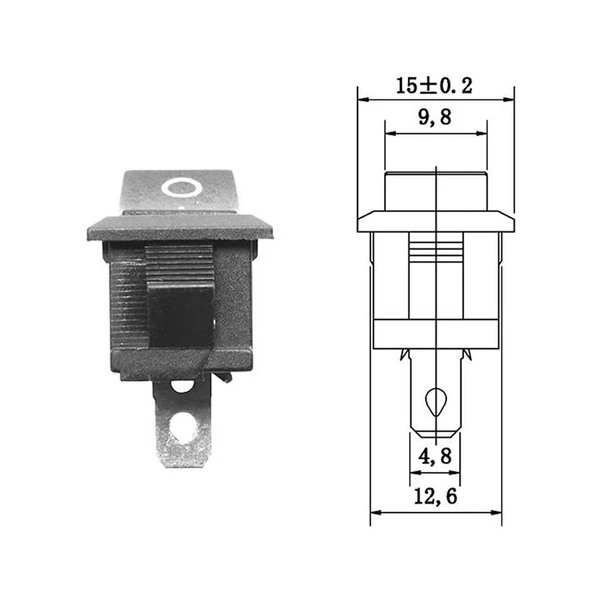 2 Pin Siyah Anahtar Switch Mini Buton KCD1 - Resim 4