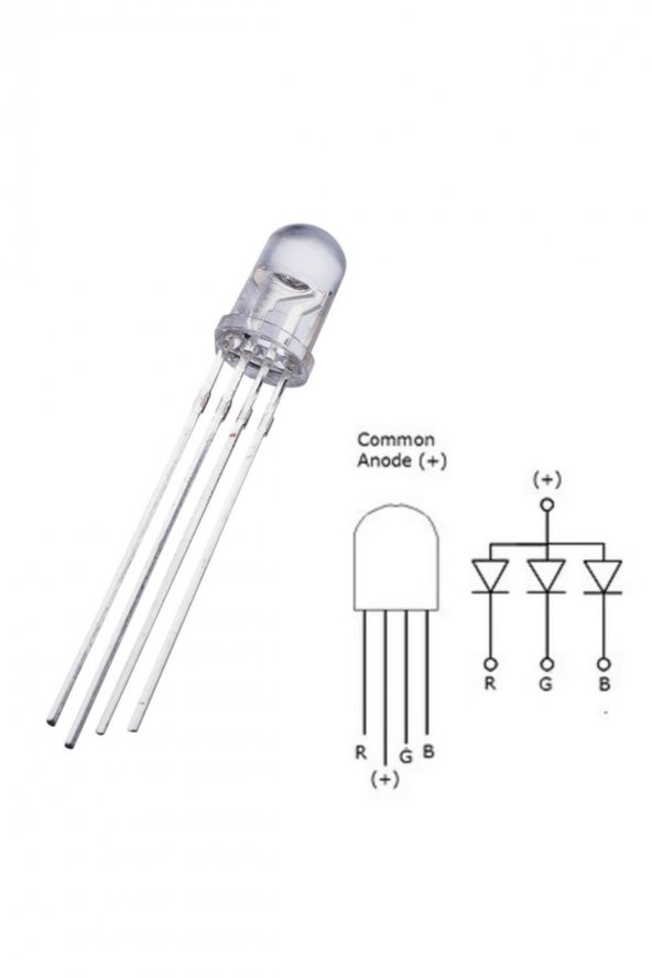 5mm Rgb Led Ortak Anot 4 Pin Multicolor Diyot Işık Lamba Light ürün görseli 1