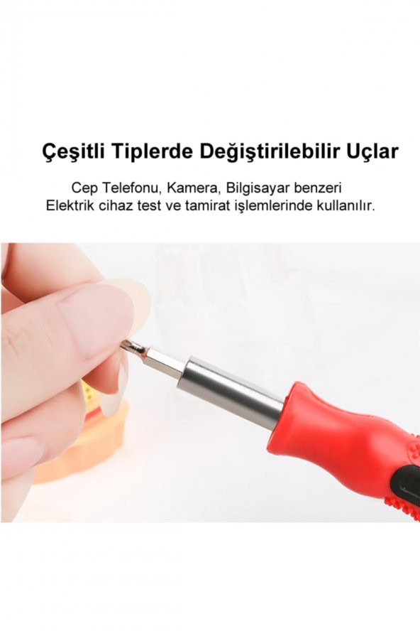 31 Parça Üniversal Çok Amaçlı Tornavida Seti Test Tamirat Çelik - Resim 7