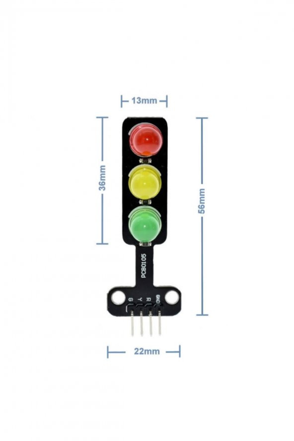 Trafik Işık Led Modülü 5V Ortak Katot 8mm Led Kırmızı Sarı Yeşil ürün görseli 1