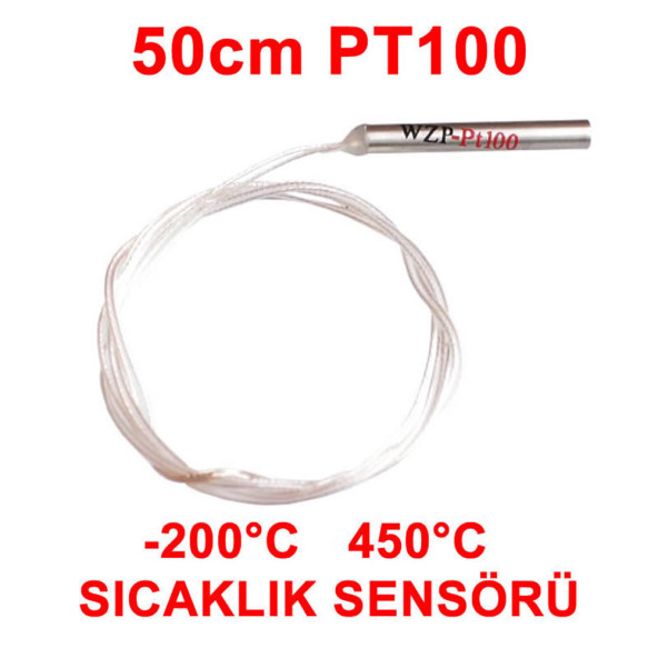 PT100 Platinyum Isı Sıcaklık Sensörü  50cm Su Geçirmez -200C to 450C Metal Koruyucu Dalgıç Prob Termal Direnç ürün görseli 1