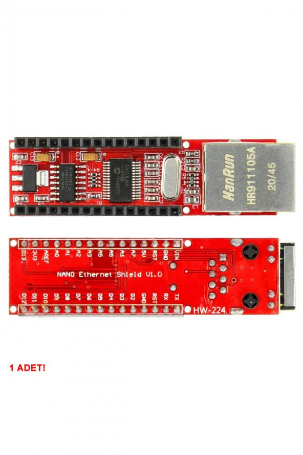 Arduino Nano 3.0 ENC28J60 Ethernet Shield Alt kartı Microchip LAN SPI IOT İnternet Haberleşme Alıcı ürün görseli 1