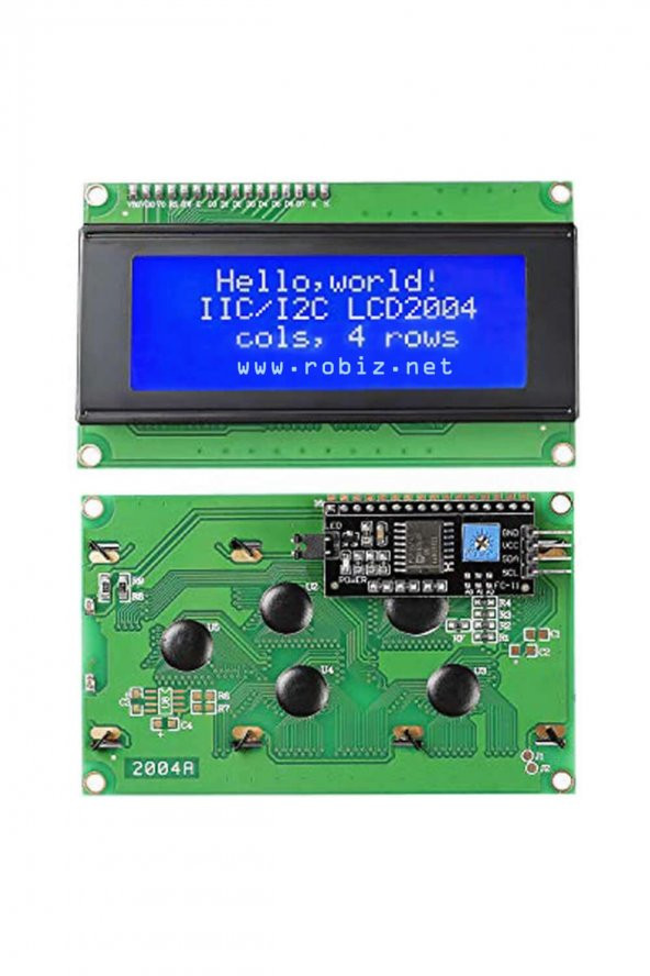 IIC I2C Seri 2004A 4x20 Mavi Karakter LCD Modül  Display Ekran 5V Beyaz Arka ışık 20X4 20 X 4 ürün görseli 1