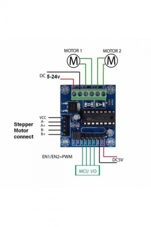 Mini L293D 4 DC Motor - Step Motor Sürücü - Resim 8