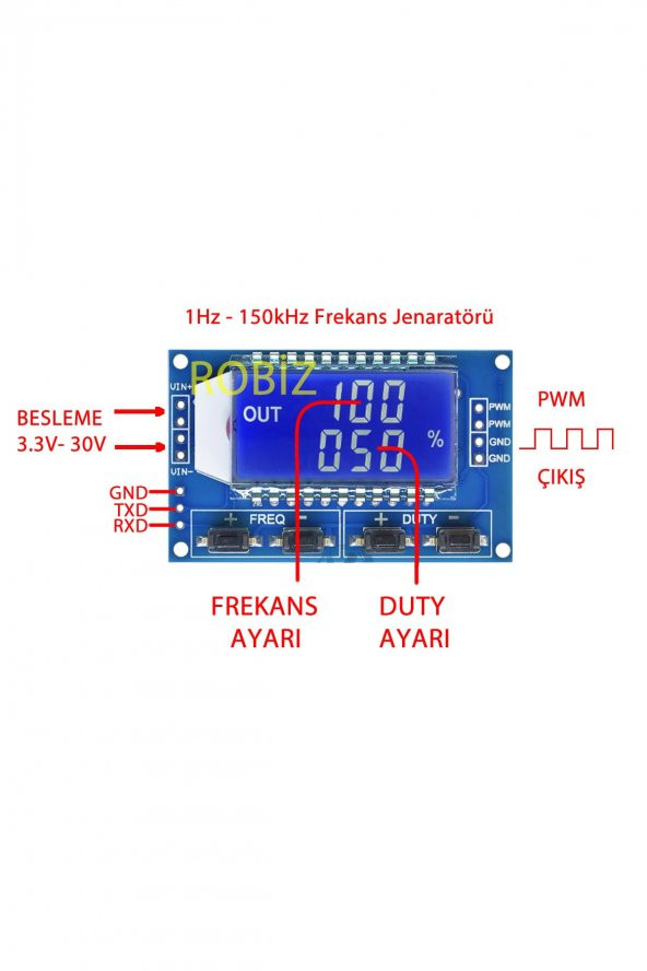 1Hz / 150kHz Kare Dalga Sinyal Jeneratör Modülü Xy-lpwm  Ayarlanabilir Darbe Pals Frekans Üreteci ürün görseli 1