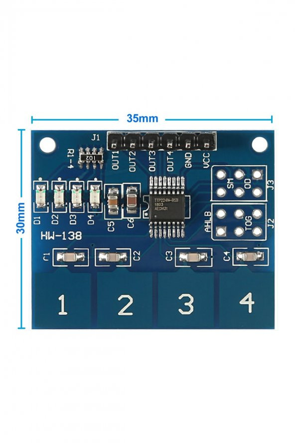 TTP224 4 Kanal Dokunmatik Buton Sensör Modülü Kapasitif Dijital Tuş Algılayıcı Anahtar Keypad Keyboard HMI Menü ürün görseli 1