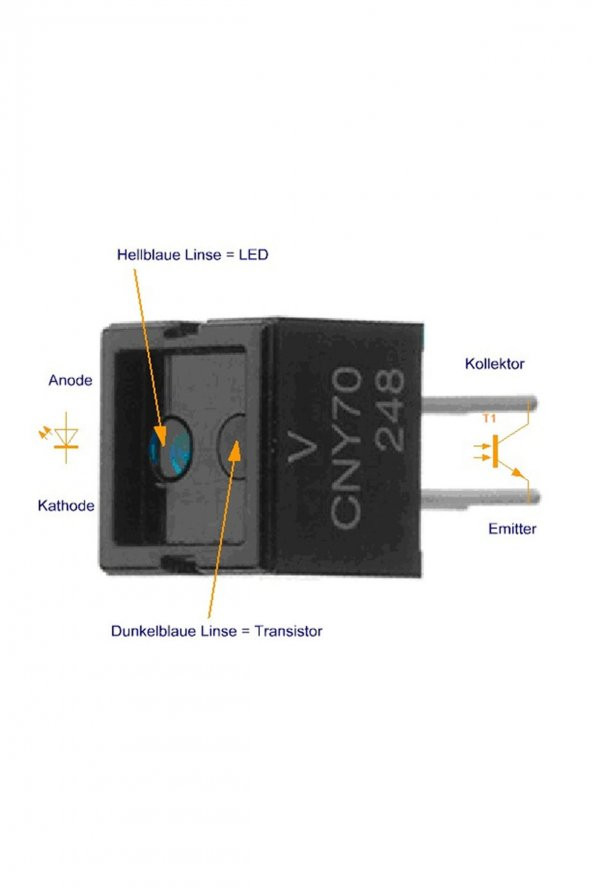 CNY70 Kızılötesi Sensör Transistör Çıkışlı Reflektif Optik Sensör 950nm - Resim 2