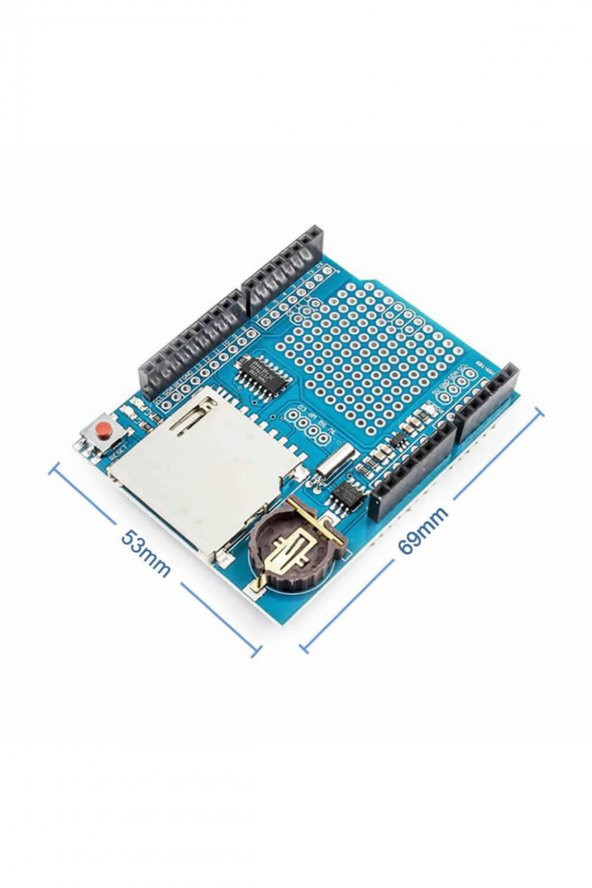 Arduino SD Kart RTC Saat Data Kayıt Logger Shield Ds1307 2x Led Prototip Pcb Alanı Reset Butonu ürün görseli 1
