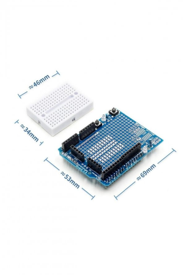 Arduino Proto Shield V5 Syb170 Mini Breadboard  Uno R3 Alt Kart Prototip Genişleme Kartı 2 Led ürün görseli 1