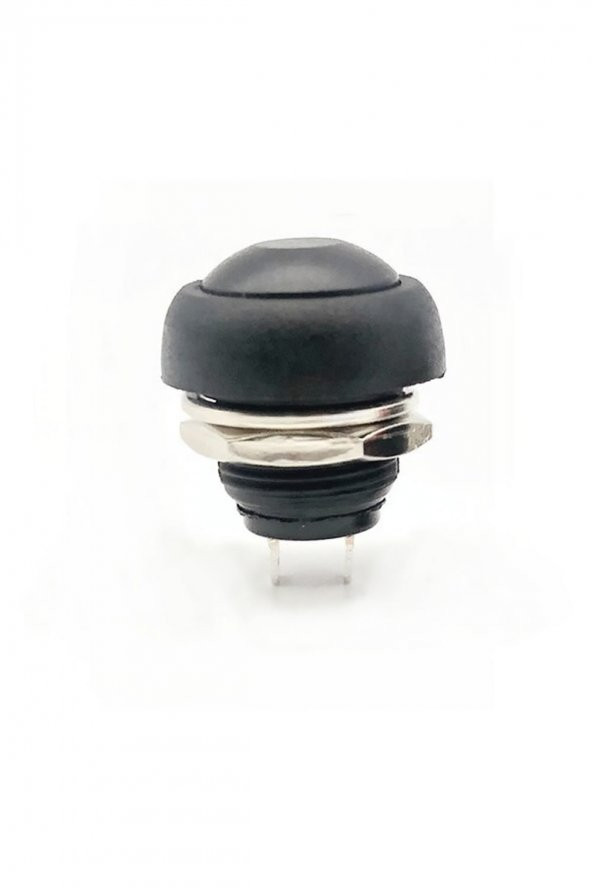 12mm PBS-33B 2 Pin Push Buton Siyah  ON OFF 1A 250V Mini Yuvarlak Su Geçirmez Anahtar Momentary ürün görseli 1