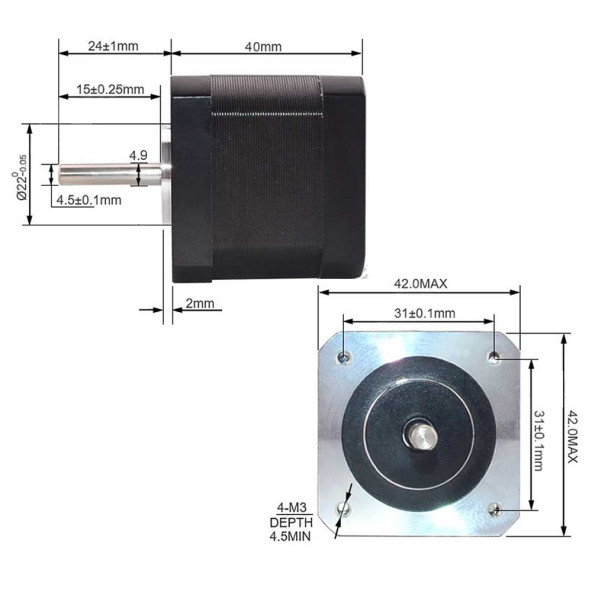 Nema 17 Step Motor 1.5A 0.4Nm D Mil 2 Faz 1.5A 1.8 Derece 200 Adım 3D Yazıcı Printer - Resim 7