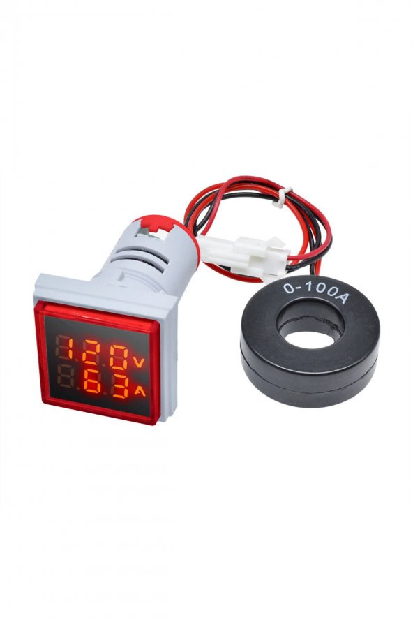 AC 20-500V 100A Kare Dijital Voltmetre Ampermetre 220V Kırmızı Panel Montaj Led Gösterge Ekran Akım ürün görseli 1