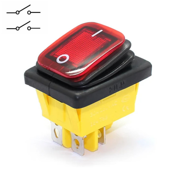 30A 250V On-Off Anahtar  Yüksek Akım Kcd4 4 Pin Buton IP67 Su Geçirmez Led Işıklı Rocker Switch ürün görseli 1