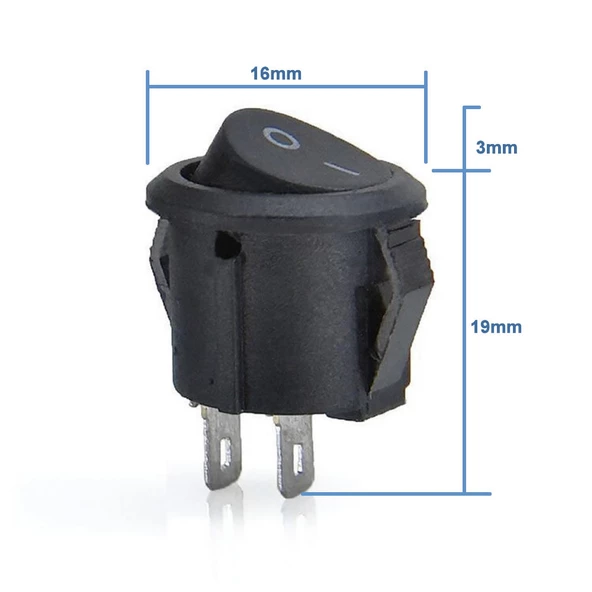 16mm Yuvarlak 2 Pin Anahtar Switch Mini Buton Kcd1 Siyah ürün görseli 1