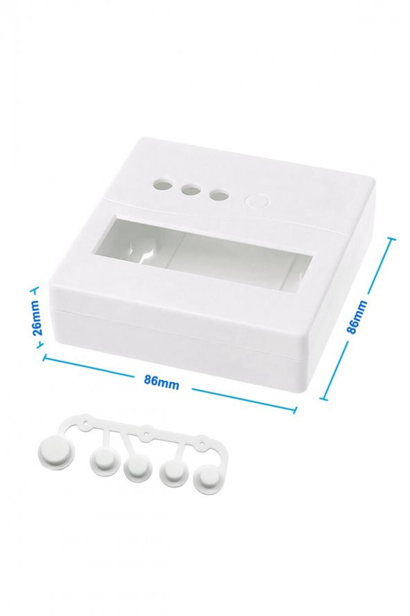 Plastik Proje Kutusu 86x86mm Beyaz  Duvara Yüzeye Montaj Tip 1602 Lcd 3 Buton Elektronik Devre ürün görseli 1