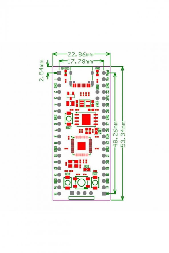 Raspberry Pi Pico RP2040 16Mb Modül  Type C Dual Core 264Kb Arm Cortex-M0+ Micro Kontrolör - Resim 8
