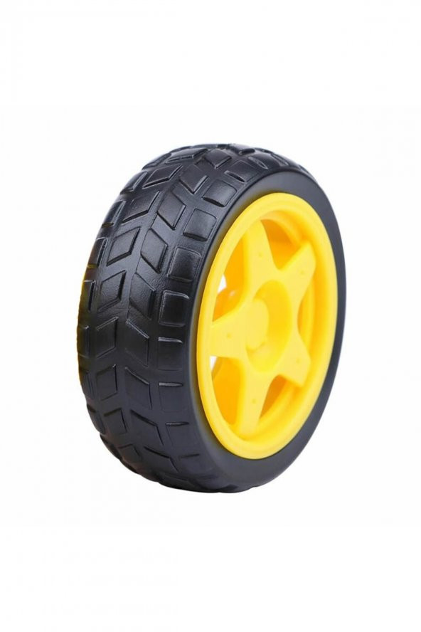 TT Tekerlek  2.5x6,8cm Plastik Sarı Oyuncak Araba Rubber Lastik Robot Akılı Araç ürün görseli 1