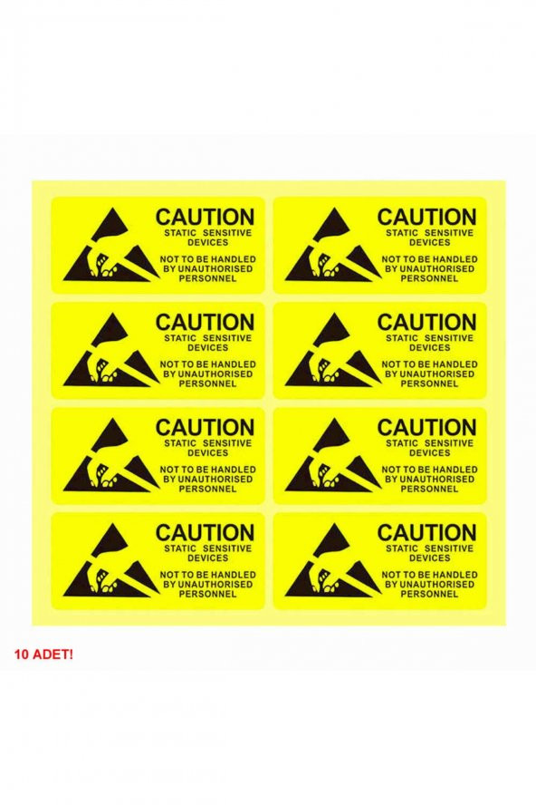 10 Adet Antistatik Uyarı Etiketi  Elektrostatik Elektrik Esd İkaz Caution Dikkat Yapışkan Stiker ürün görseli 1