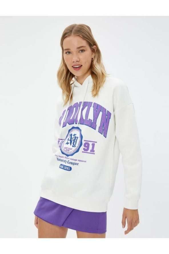 4WAL10089IK Koton Kadın Sweat EKRU - Resim 6