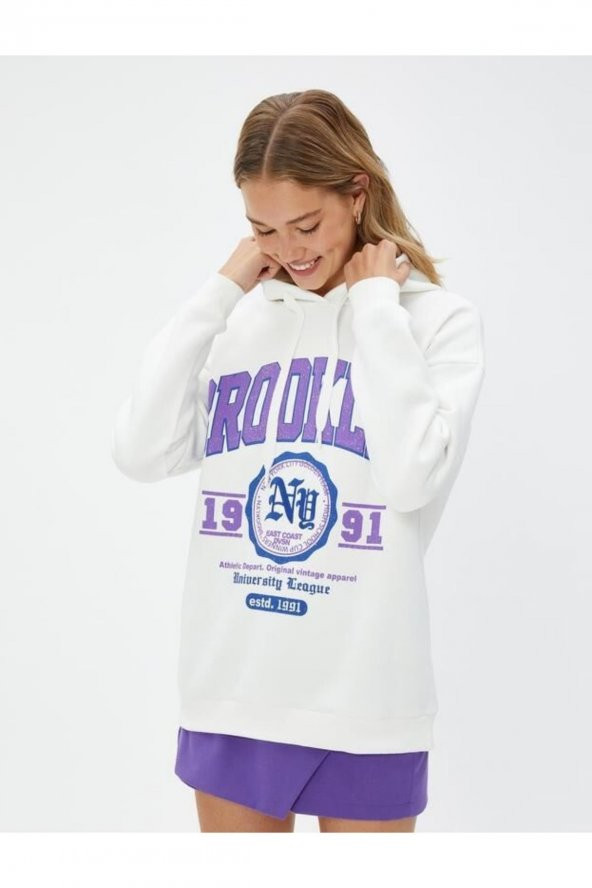 4WAL10089IK Koton Kadın Sweat EKRU - Resim 7