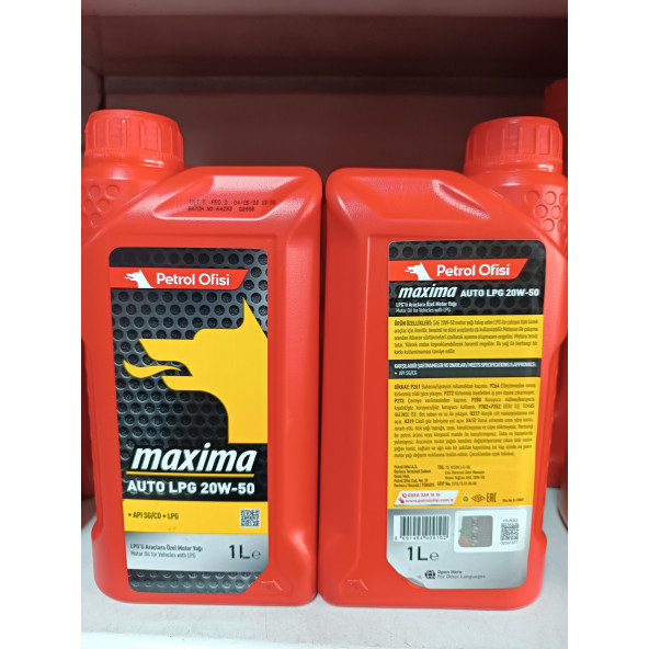 Petrol Ofisi Auto Lpg 20W-50 1 Lt Motor Yağı 2025 Üretim ürün görseli 1