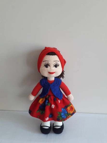 Köylü Güzeli Bebek Amigurumi Organik Oyuncak ürün görseli 1