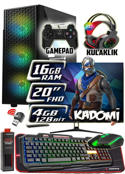 WarboX Kadomi 20" Monitör i5 6500 16gb DDR4 Ram 256gb Ssd 250gb Hdd R7 240-4gb E.kartı Gaming Takım ürün görseli 1