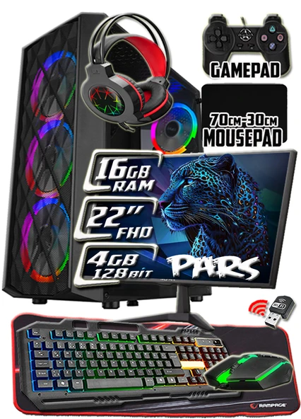 WarboX Pars 16gb Ram X5650 İşlemci 256gb SSD R7 240-4gb E.kartı 22" Monitör Gaming Takım Bilgisayar ürün görseli 1