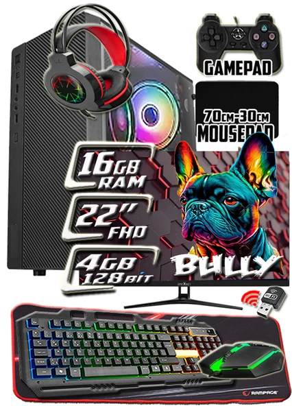 WarboX Bully 16gb Ram X5650 İşlemci 256gb SSD R7 240-4gb E.kartı 22" Monitör Gaming Takım Bilgisayar ürün görseli 1