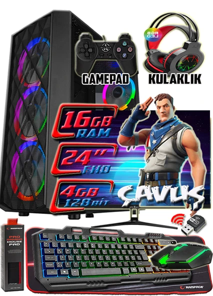 WarboX ÇAVUŞ 24" Monitör i5 6500 16gb Ddr4 Ram 256gb Ssd 250gb Hdd R7 240-4gb E.kartı Gaming PC ürün görseli 1