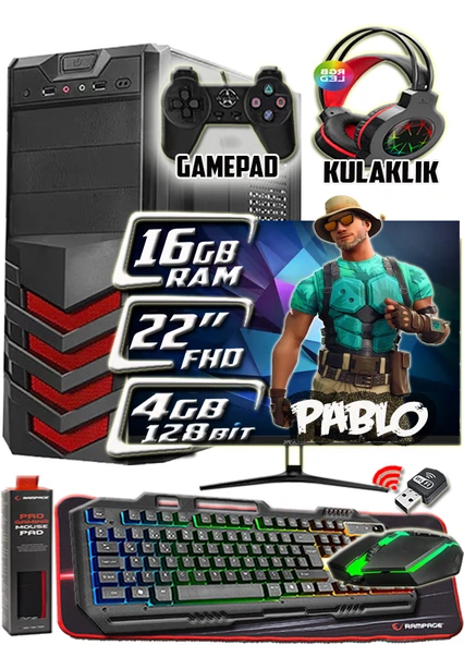 WarboX Pablo 20" Monitör i3 6100 16gb DDR4 Ram 256gb Ssd 250gb Hdd R7 240-4gb E.kartı Gaming PC ürün görseli 1