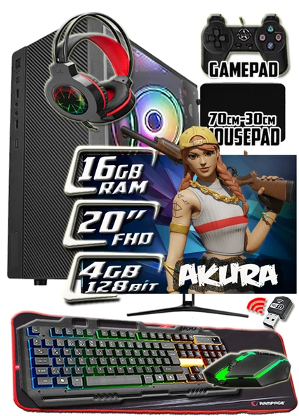 WarboX Akura i5 3350p 16gb Ram 256gb Ssd 250gb Hdd R7 240-4gb E.kartı 20" Monitör Gaming Takım PC ürün görseli 1