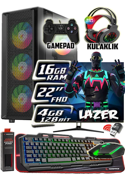 WarboX Lazer 22" Monitör i5 6500 16gb DDR4 Ram 256gb Ssd 250gb Hdd R7 240-4gb E.kartı Gaming PC ürün görseli 1
