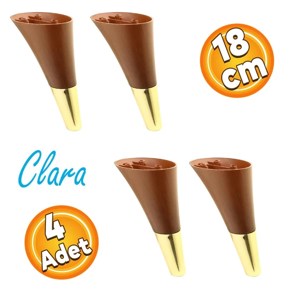 Clara Mobilya Kanepe Tv Ünitesi Konsol Koltuk Ayağı Ahşap Desenli Ceviz Altın 18 Cm (4 ADET) ürün görseli 1