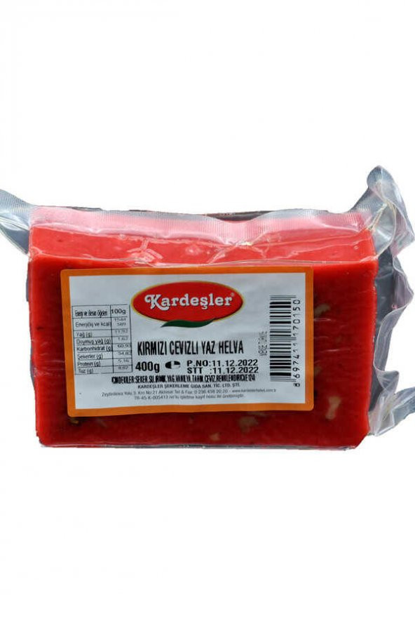 Kardeşler Cevizli Kırmızı Yaz Helvası 400 G ürün görseli 1