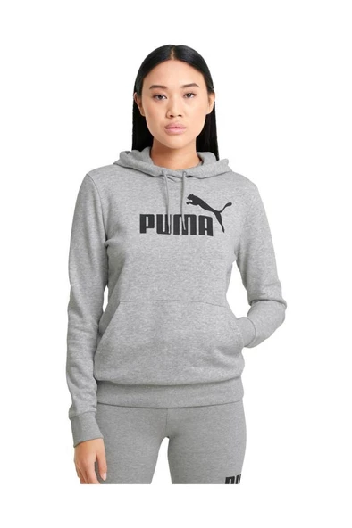 Puma ESS Logo Hoodie Kadın Sweatshirt Gri XS-XL ürün görseli 1