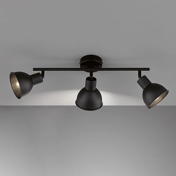 Rsylight Retro Siyah Dekoratif Rustik 180 Derece Hareketli Modern Spor 3 Lü Avize ürün görseli 1