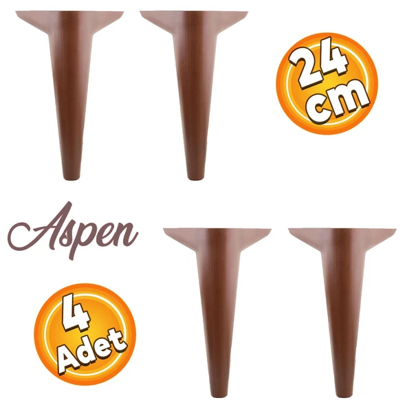 Aspen Lüks Mobilya Kanepe Koltuk Tv Ünitesi Konsol Ayağı Ayakları 24 Cm Ahşap Desenli Ayak (4 ADET) ürün görseli 1