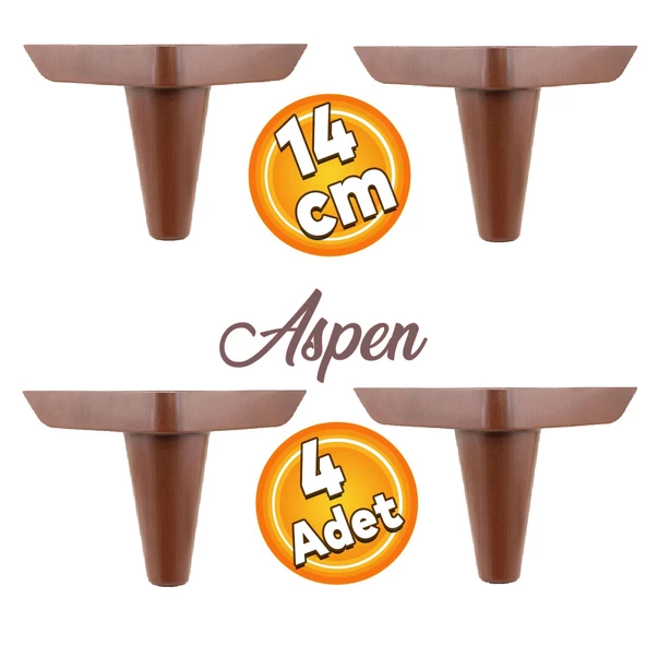 Aspen Lüks Mobilya Kanepe Koltuk Tv Ünitesi Baza Ayağı Ayakları 14 Cm Ahşap Desenli Ayak 4 (ADET) ürün görseli 1