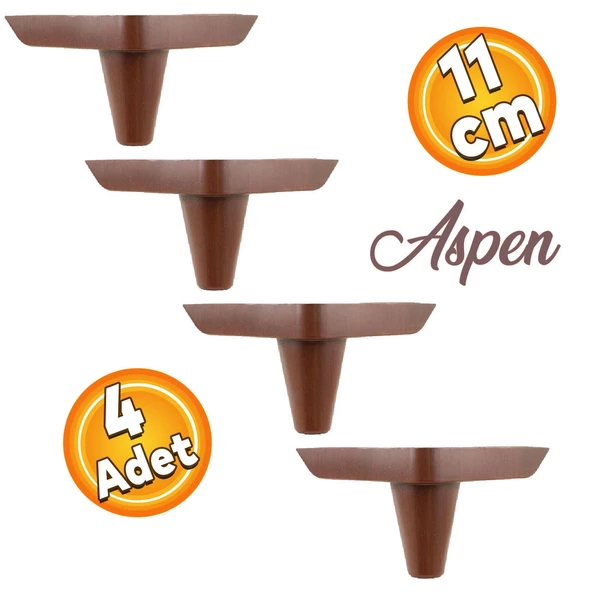 Aspen Lüks Mobilya Kanepe Koltuk Tv Ünitesi Baza Ayağı Ayakları 11 Cm Ahşap Desenli Ayak (4 ADET) ürün görseli 1