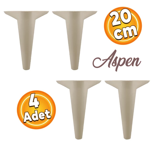 Aspen Lüks Mobilya Kanepe Koltuk Tv Ünitesi Konsol Ayağı Ayakları 20 Cm Krem (4 ADET) ürün görseli 1
