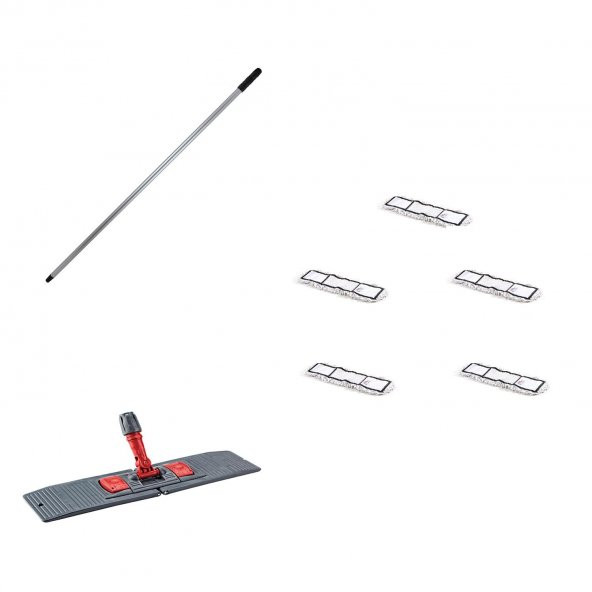 Tablet Palet Nemli Yedek Mop Takımı Seti - 5 Ad 50 Cm. Nemli Mop + Katlanır Aparat + Metal Sap ürün görseli 1