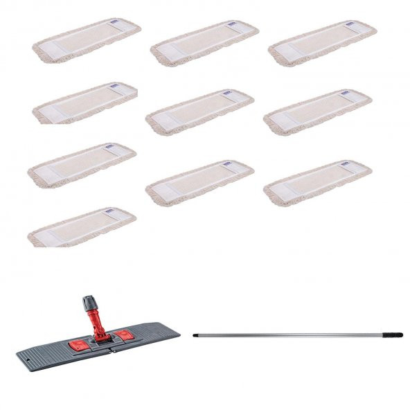 Tablet Palet Nemli Yedek Mop Takımı Seti - 10 Ad 60 Cm. Nemli Mop + Katlanır Aparat + Metal Sap ürün görseli 1