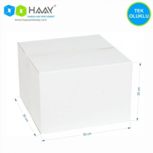 HAAY AMBALAJ 30x30x20cm Tek Oluklu Koli Beyaz (10 Adet) ürün görseli 1