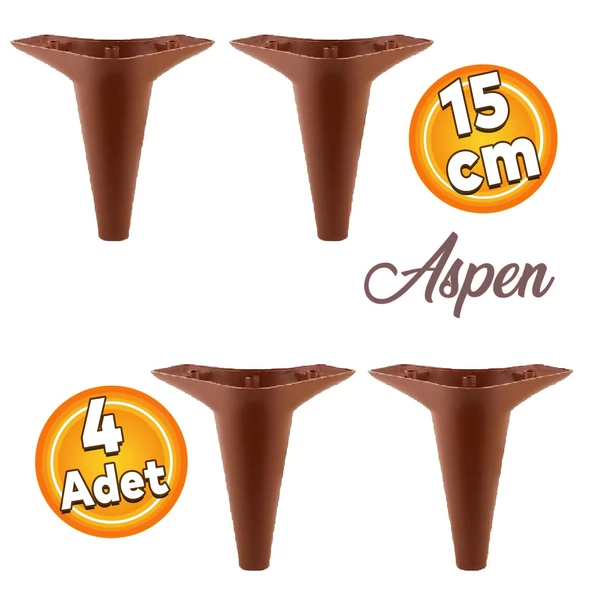 Aspen Lüks Mobilya Kanepe Koltuk Tv Ünitesi Baza Ayağı Ayakları 15 Cm Kahverengi Ayak (4 ADET) ürün görseli 1