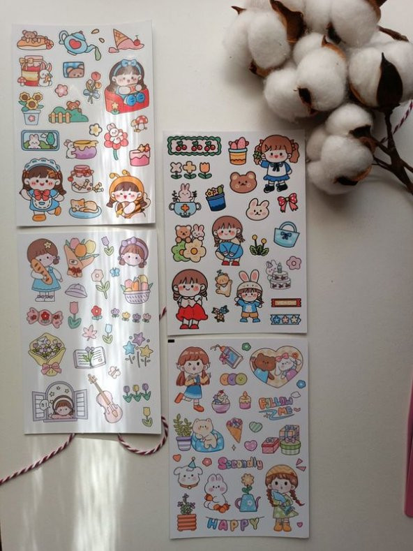 Kawaii Kız Tema Etiket Sticker Set ürün görseli 1