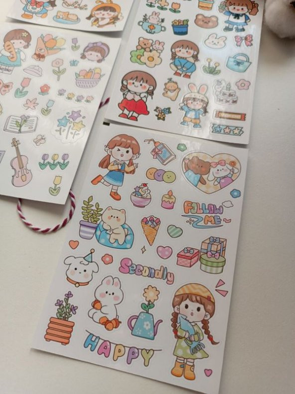 Kawaii Kız Tema Etiket Sticker Set - Resim 2