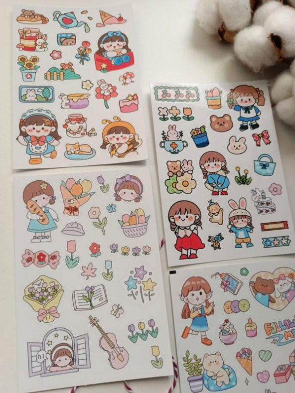 Kawaii Kız Tema Etiket Sticker Set - Resim 4