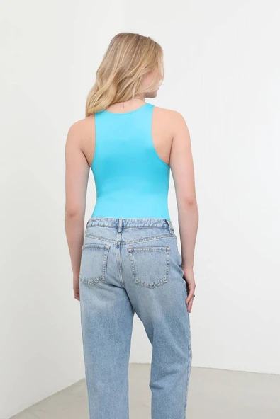 Çıtçıt Detaylı Esnek Body Mavi - Resim 5