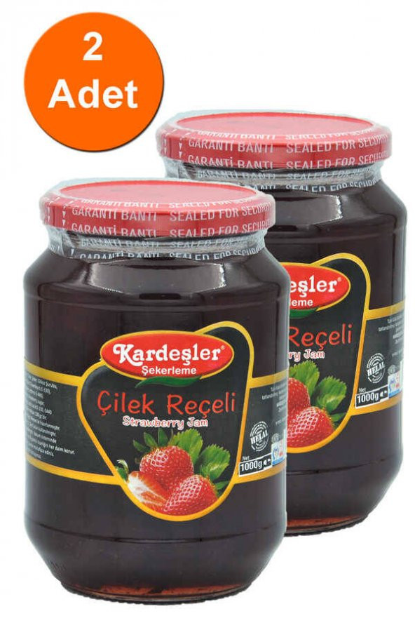 Kardeşler Çilek Reçeli Cam Kavanoz 1000 G x 2 Adet ürün görseli 1